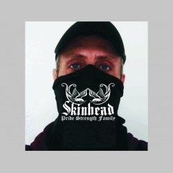 Skinhead Pride Strength Family čierna univerzálna elastická multifunkčná šatka vhodná na prekritie úst a nosa aj na turistiku pre chladenie krku v horúcom počasí